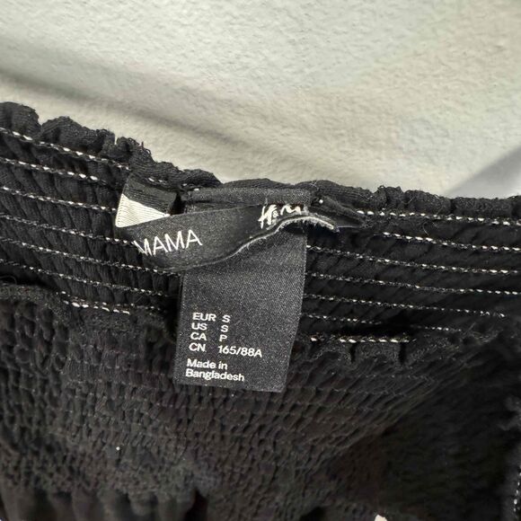 H&M Mama Black Maternity Size Small S Midi Adjustable Straps Textured Dress - Picture 2 of 3